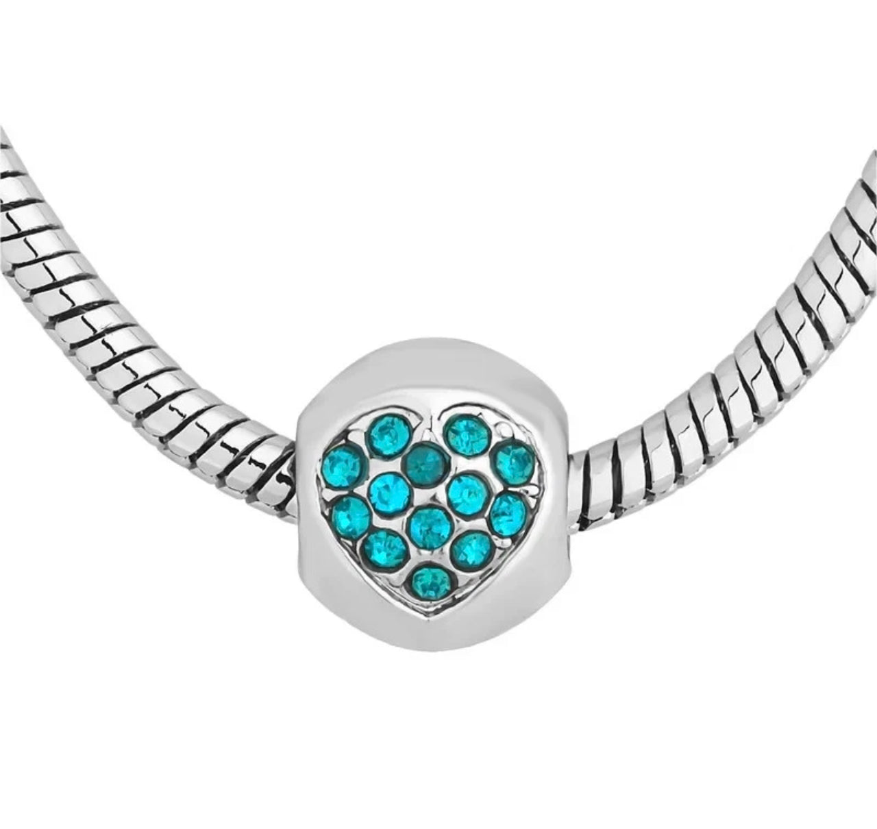 Turquoise & Pink Diamond Style Charm Bracelet