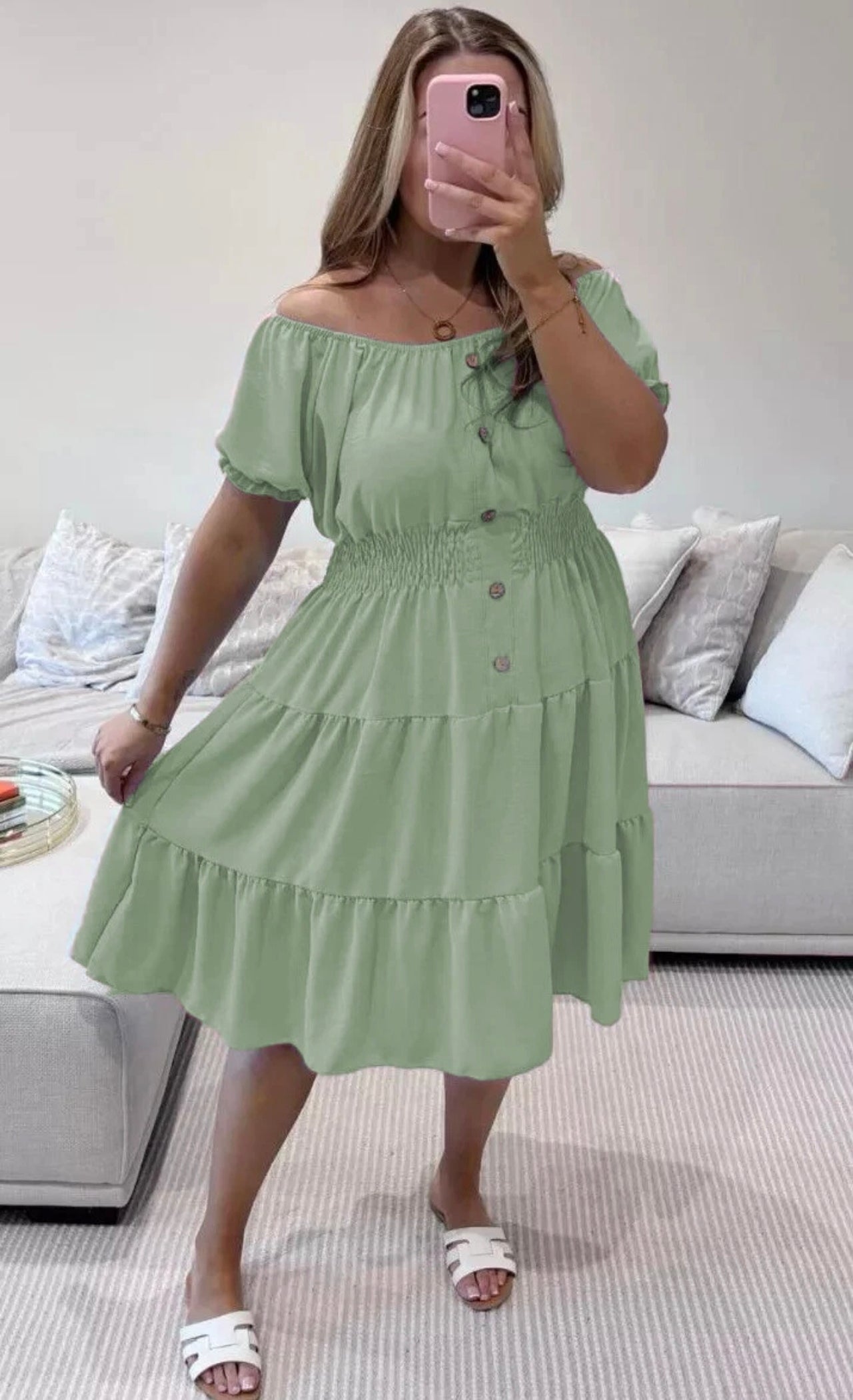 Bardot Off Shoulder Midi Dress One Size (12-24)