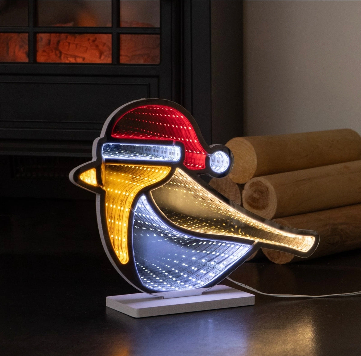 32cm Robin Light Up Mirror Decoration