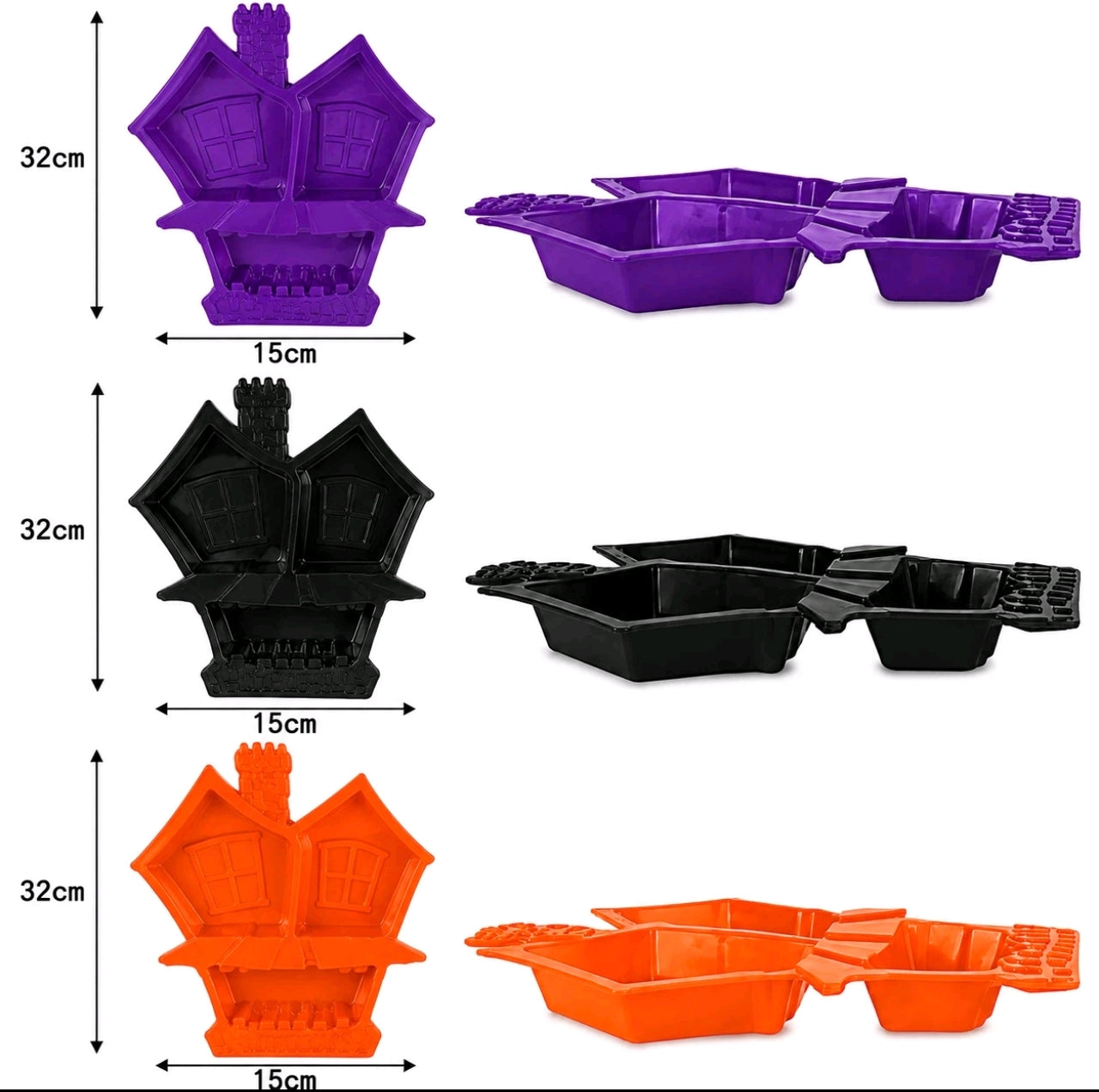 3pk Haunted House Halloween Snack Trays