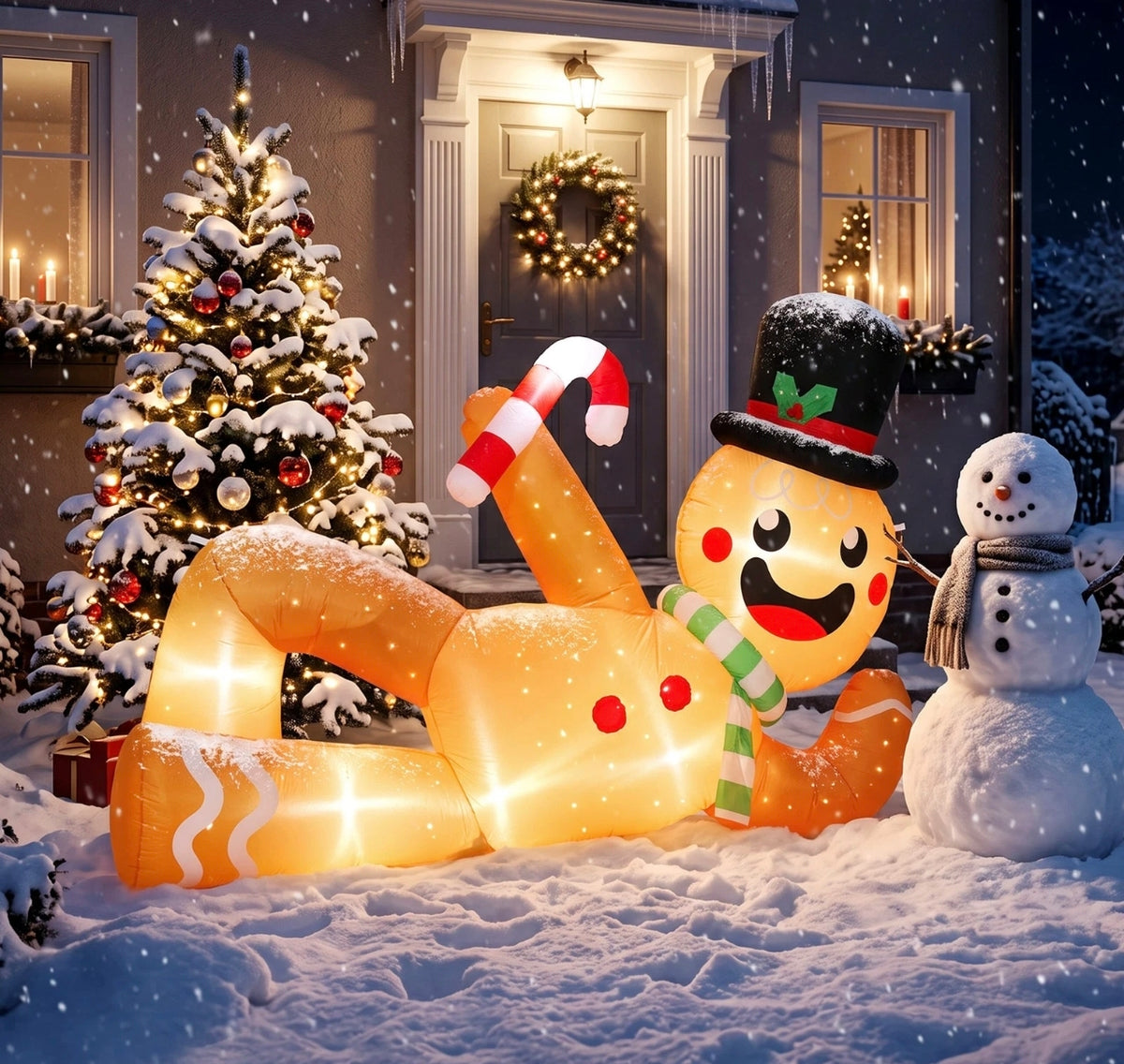9.8ft Side - Lying Inflatable Gingerbread Man