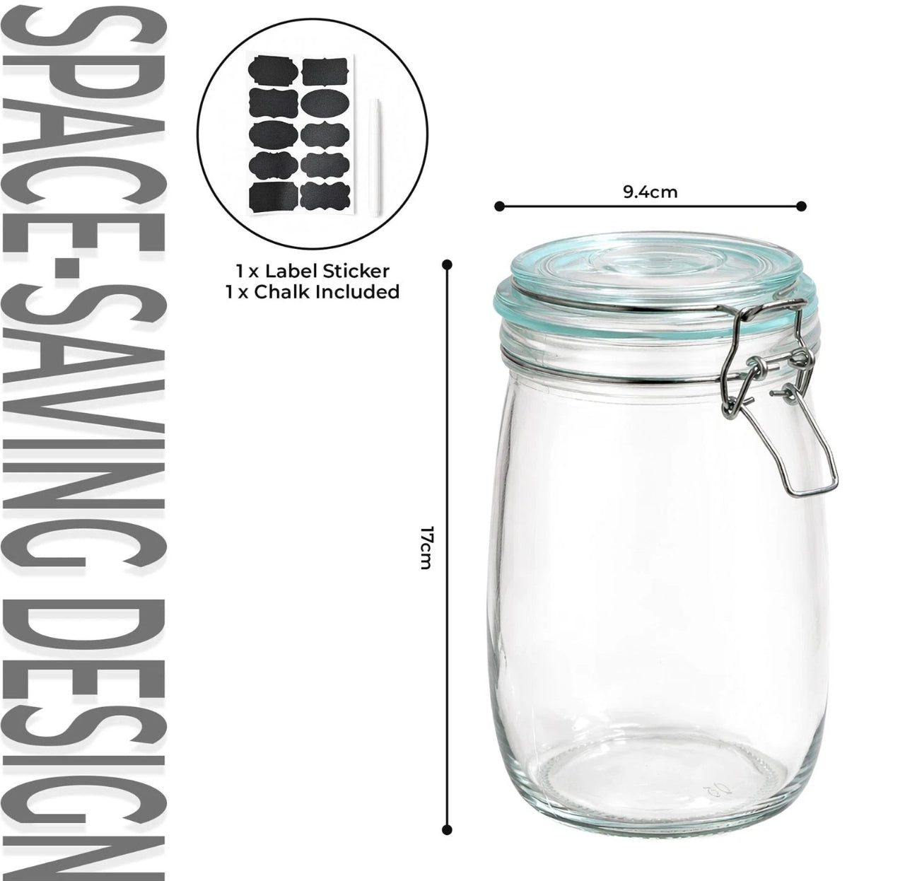 Set Of 3 1L Storage Jars