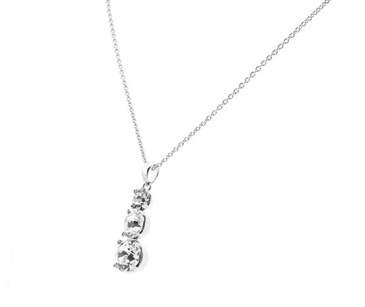 Diamond Style Trio Crystal Rhodium Plated Pendant