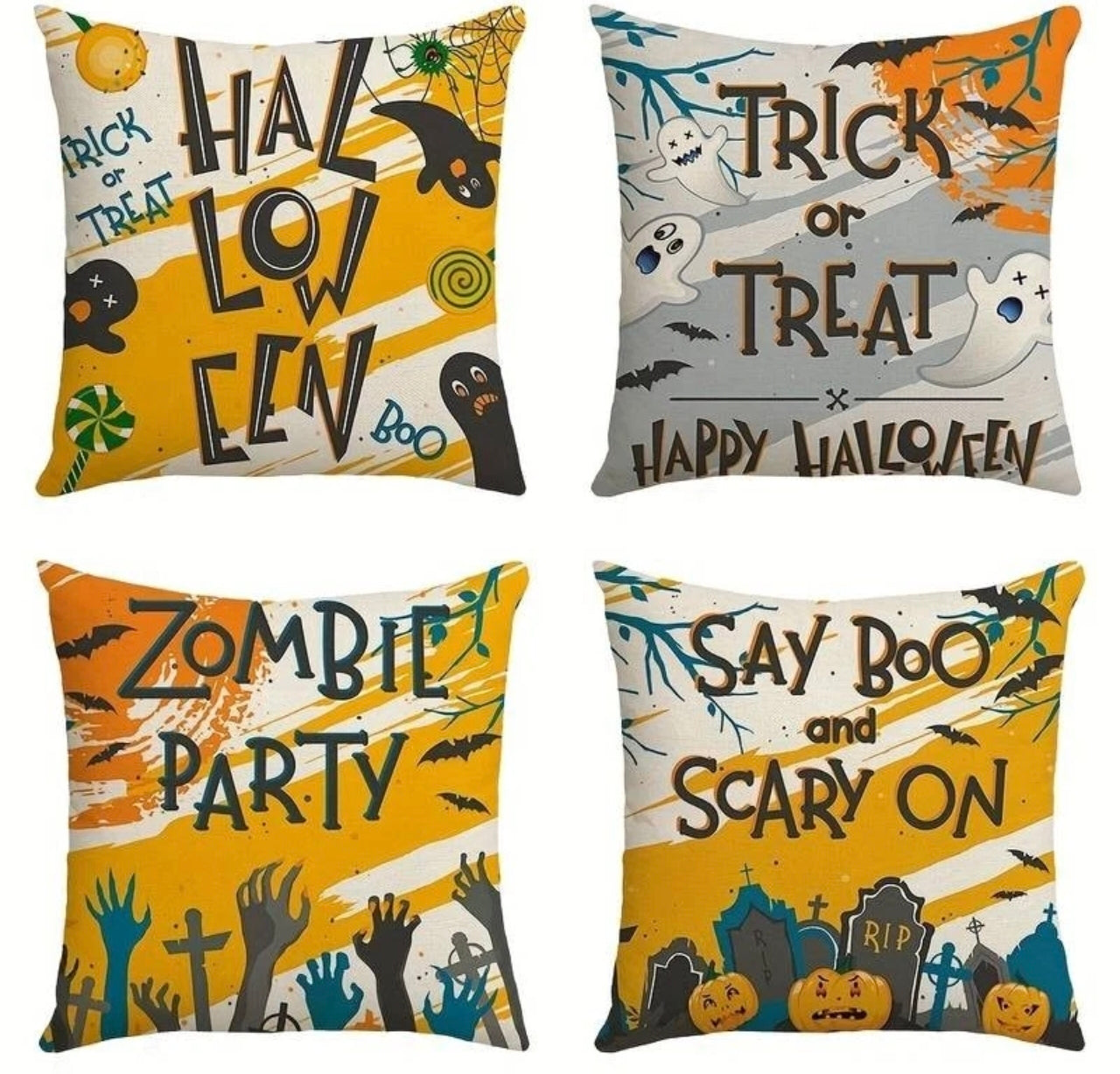 4pc Halloween Cushion Covers