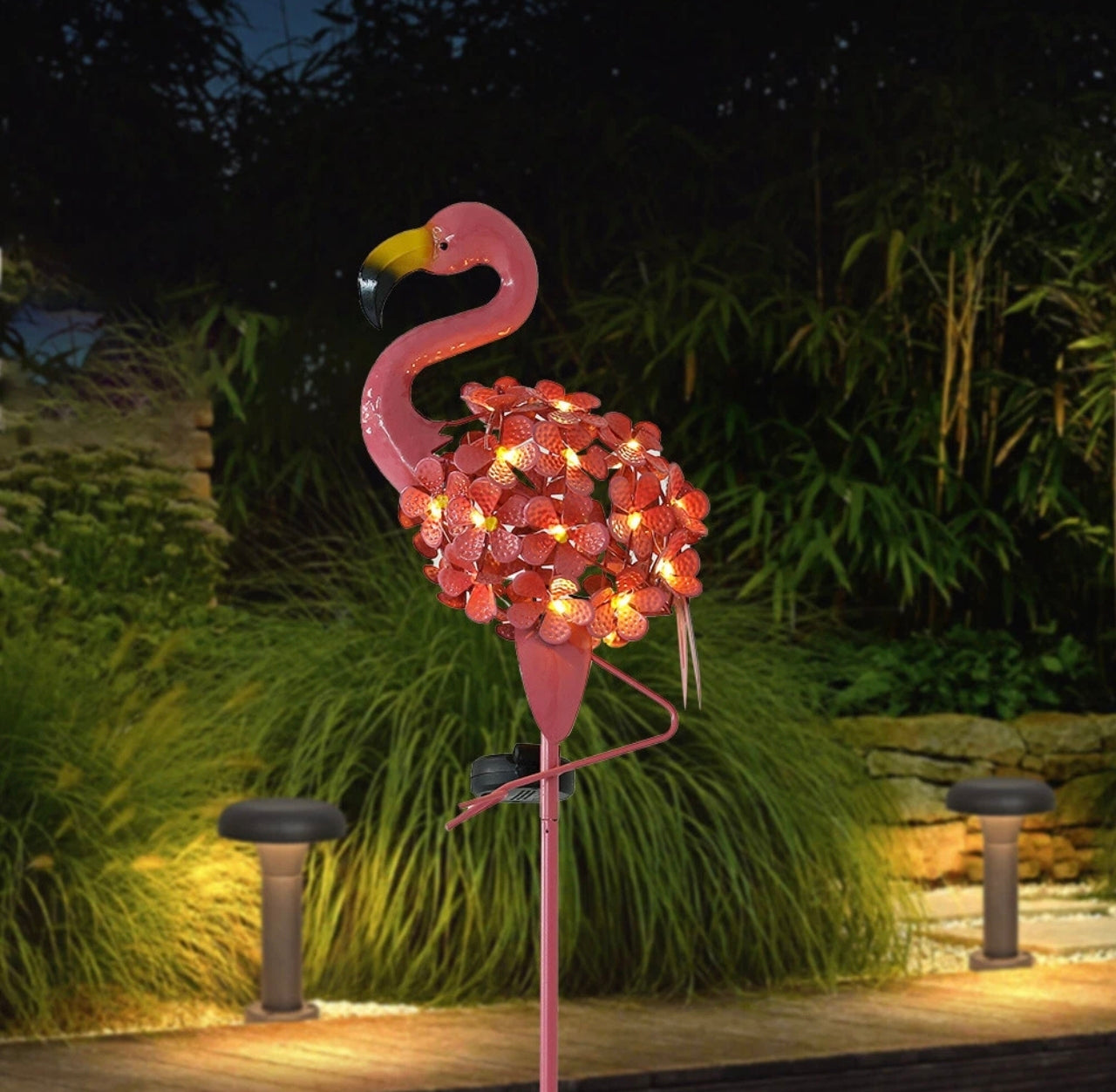 Solar Pink Flamingo Garden Stake Lights