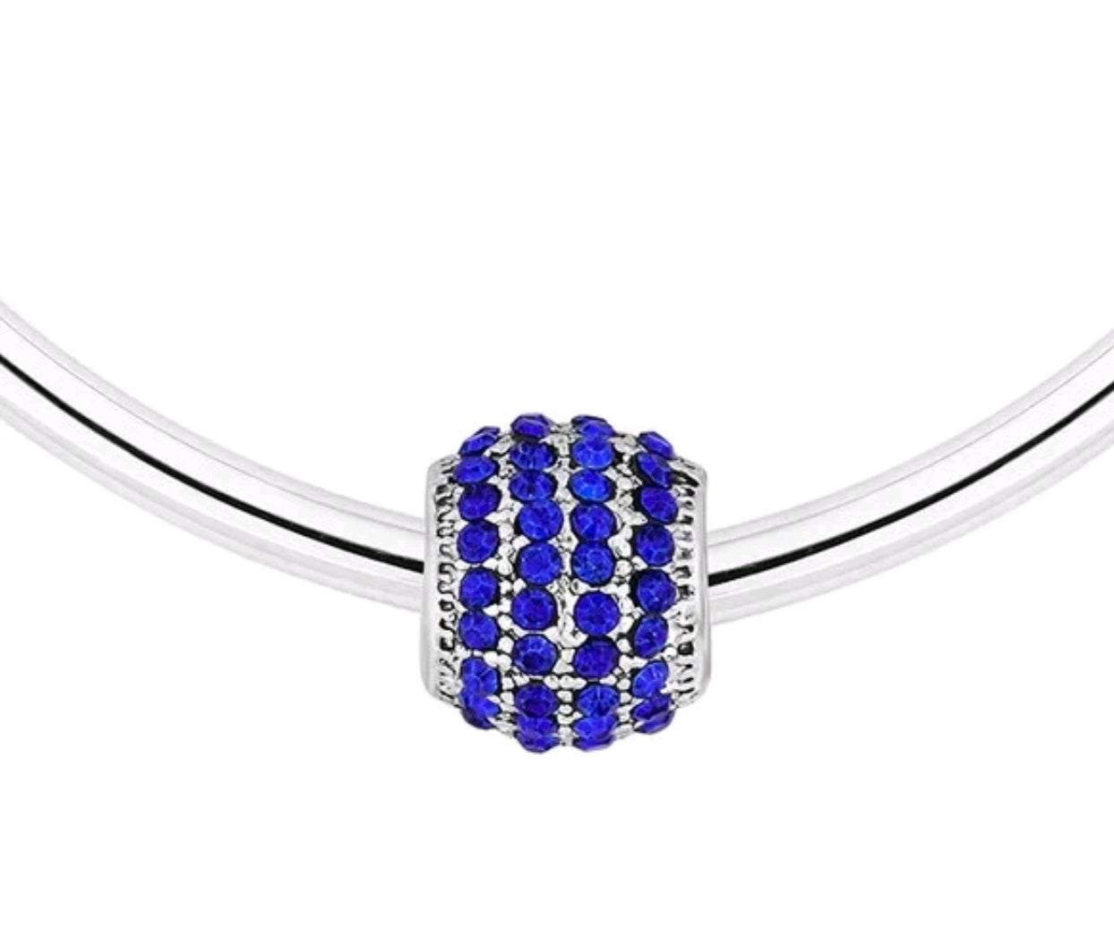 Royal Blue & Silver Diamond Style Charm Bracelet