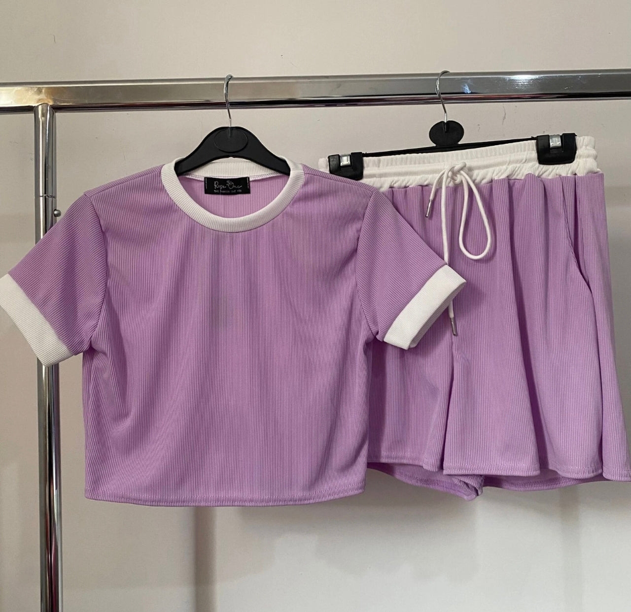 2pc Ribbed Contrast Summer Set