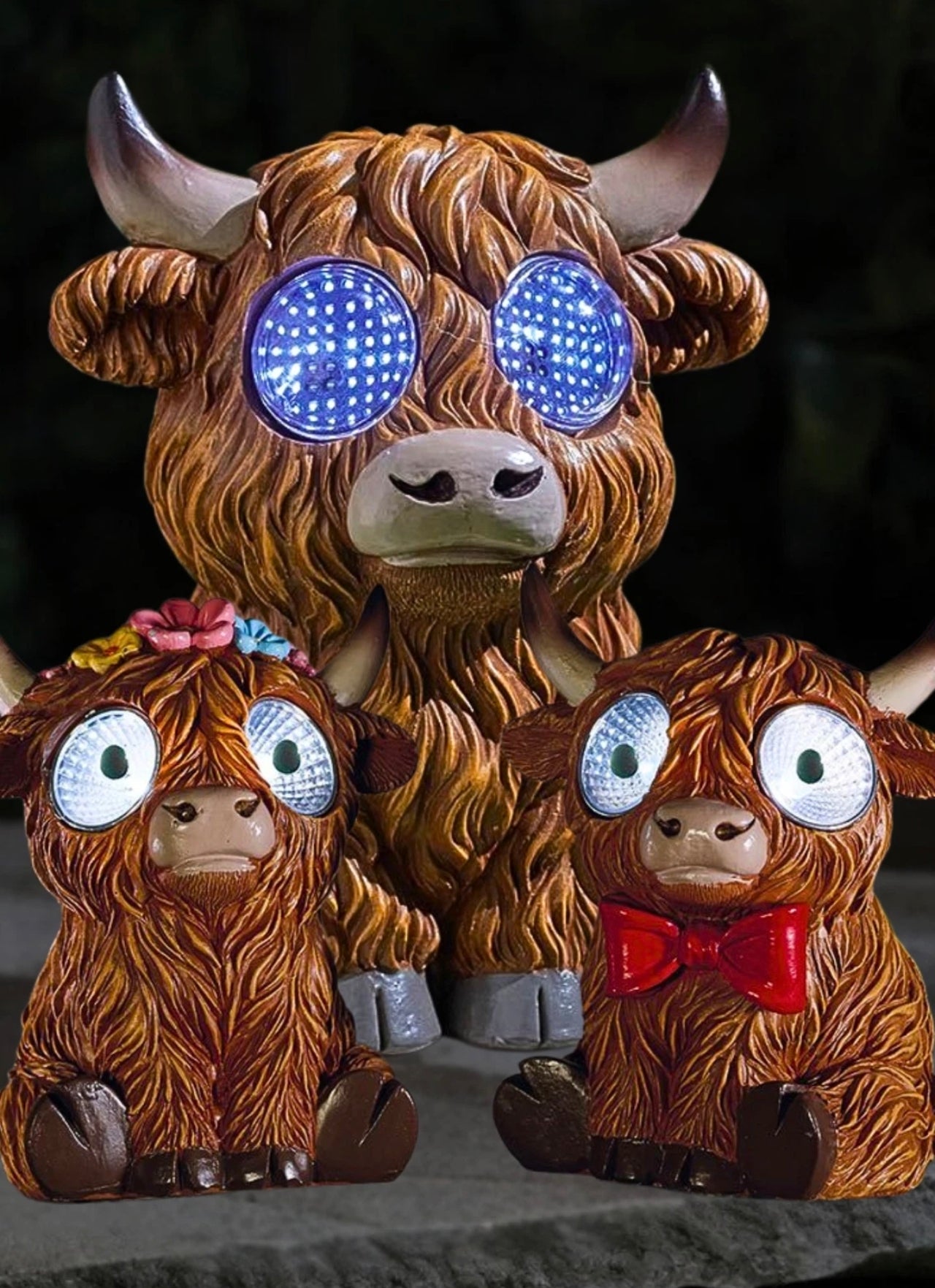 Large Blinking Highland Cow Garden Statue