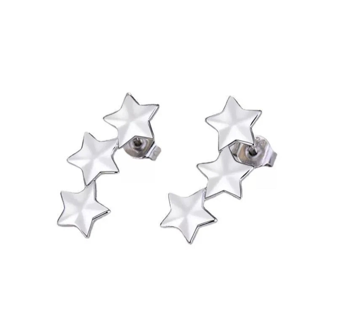 3 Star Curved Stud Earrings