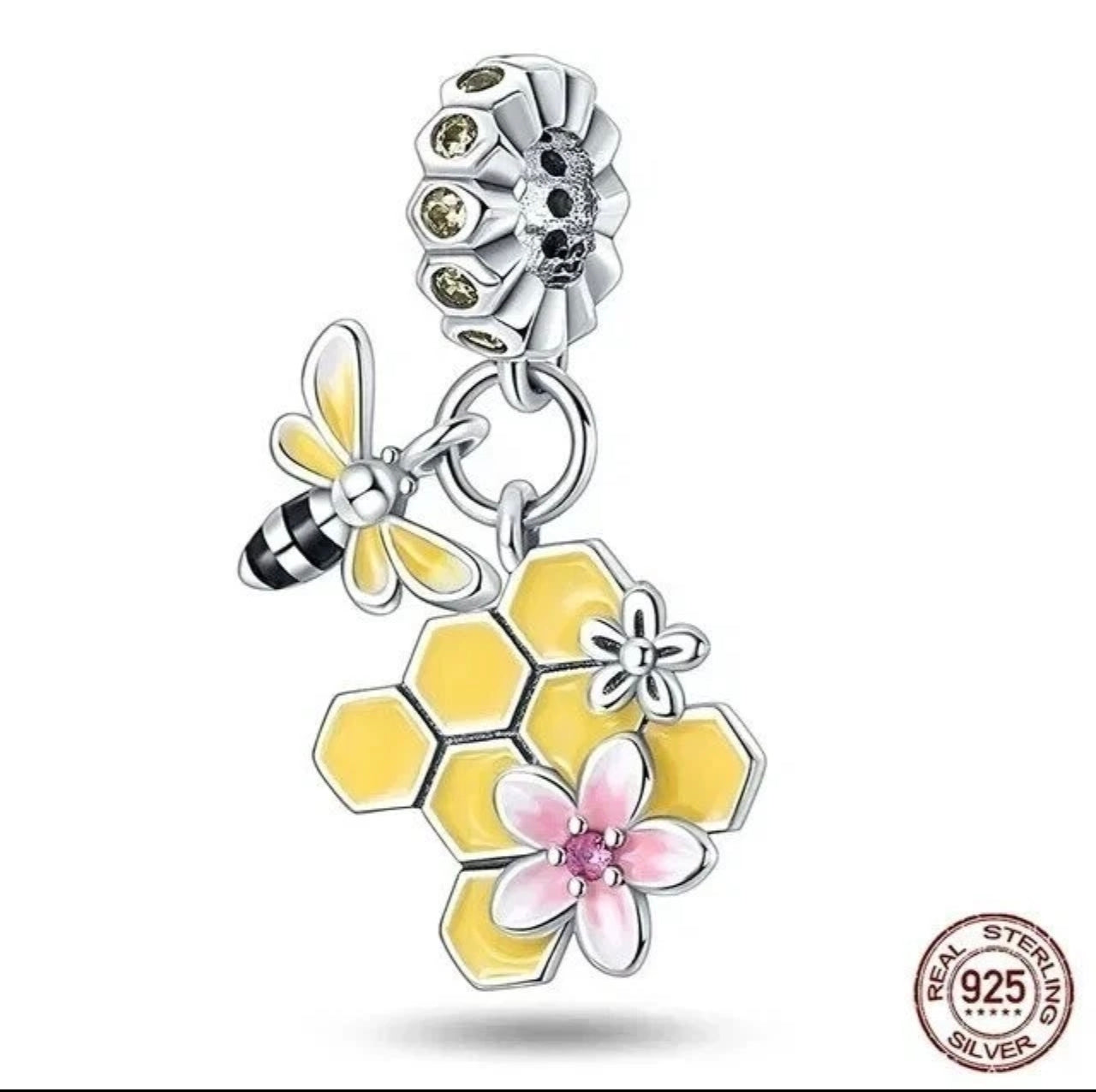 Honeycomb & Honey Bee Bracelet Charm