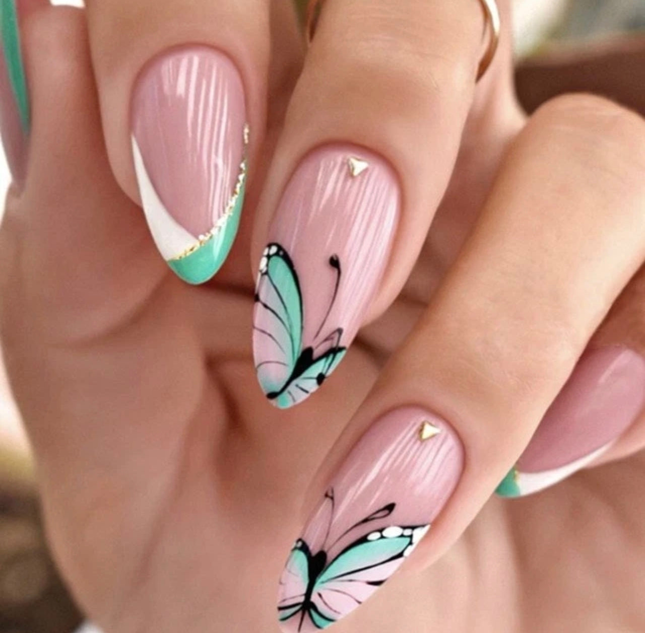 Long Almond Butterfly Nails