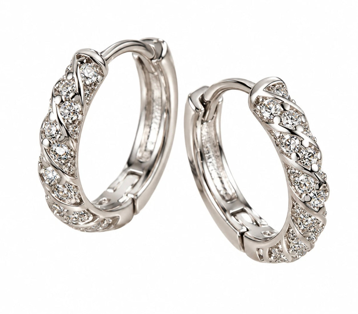 925 Silver Crystal Twist Hoops