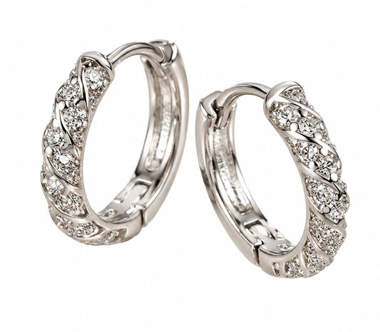 925 Silver Crystal Twist Hoops