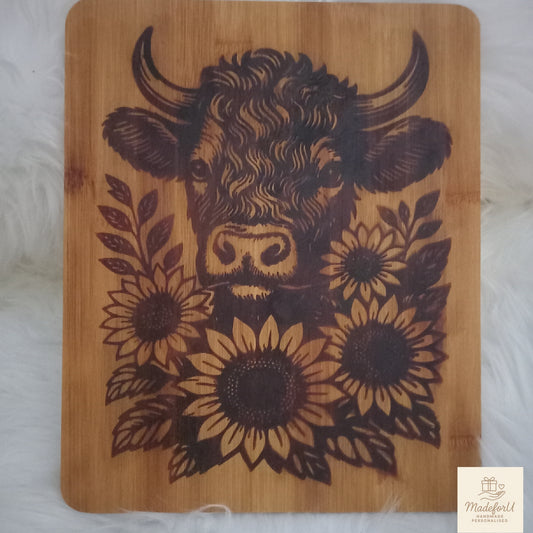 Handmade Highland Cow Printed Chopping Board