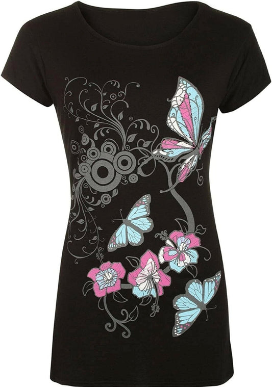 Beautiful Butterfly Print T-shirt