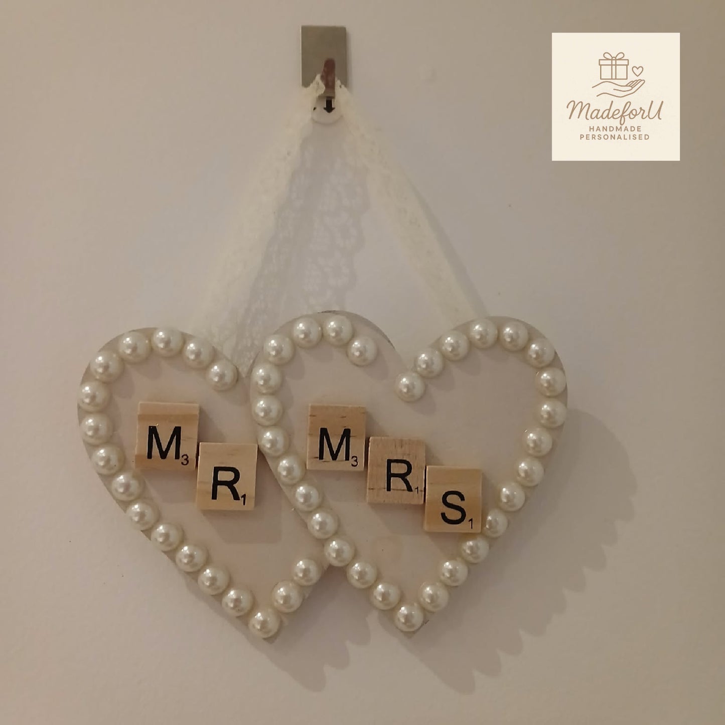 Mr & Mrs Love Heart Plaque