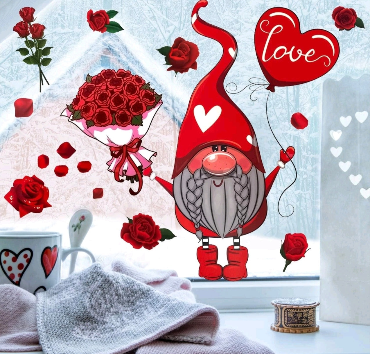 9 Sheet Valentine's Gonk Window Stickers