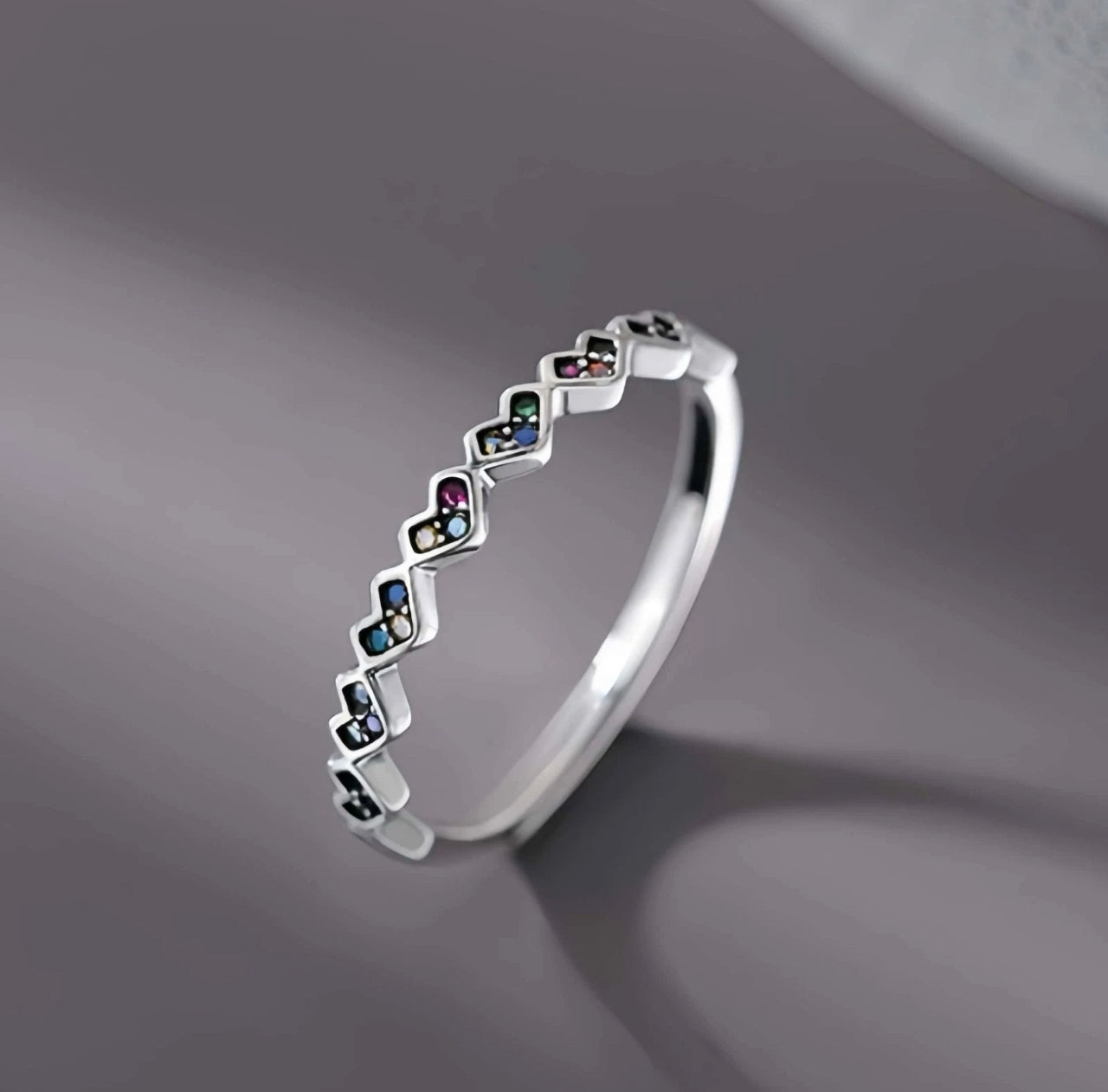 Adjustable Colourful Hearts Ring