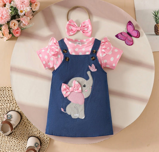 Elephant Dress & Bodysuit With Headband