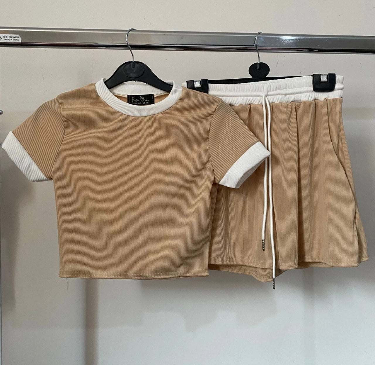 2pc Ribbed Contrast Summer Set