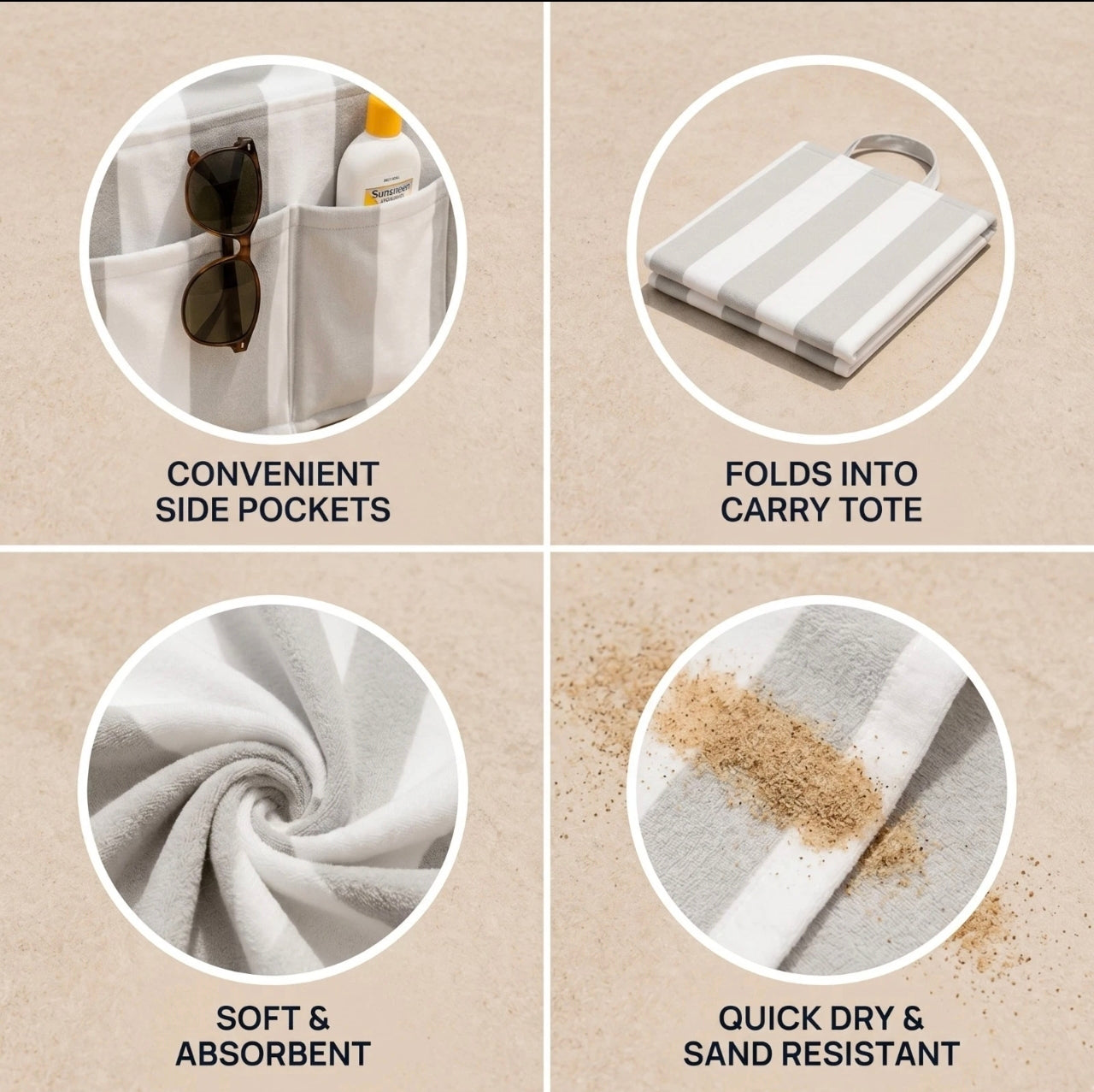 Sun Lounger Beach Towel With Pockets