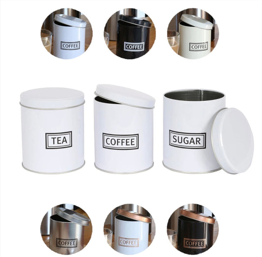 Set Of 3 Canisters For Tea/Coffee/Sugar