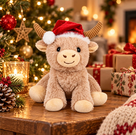 Cute Christmas Highland Cow Plush