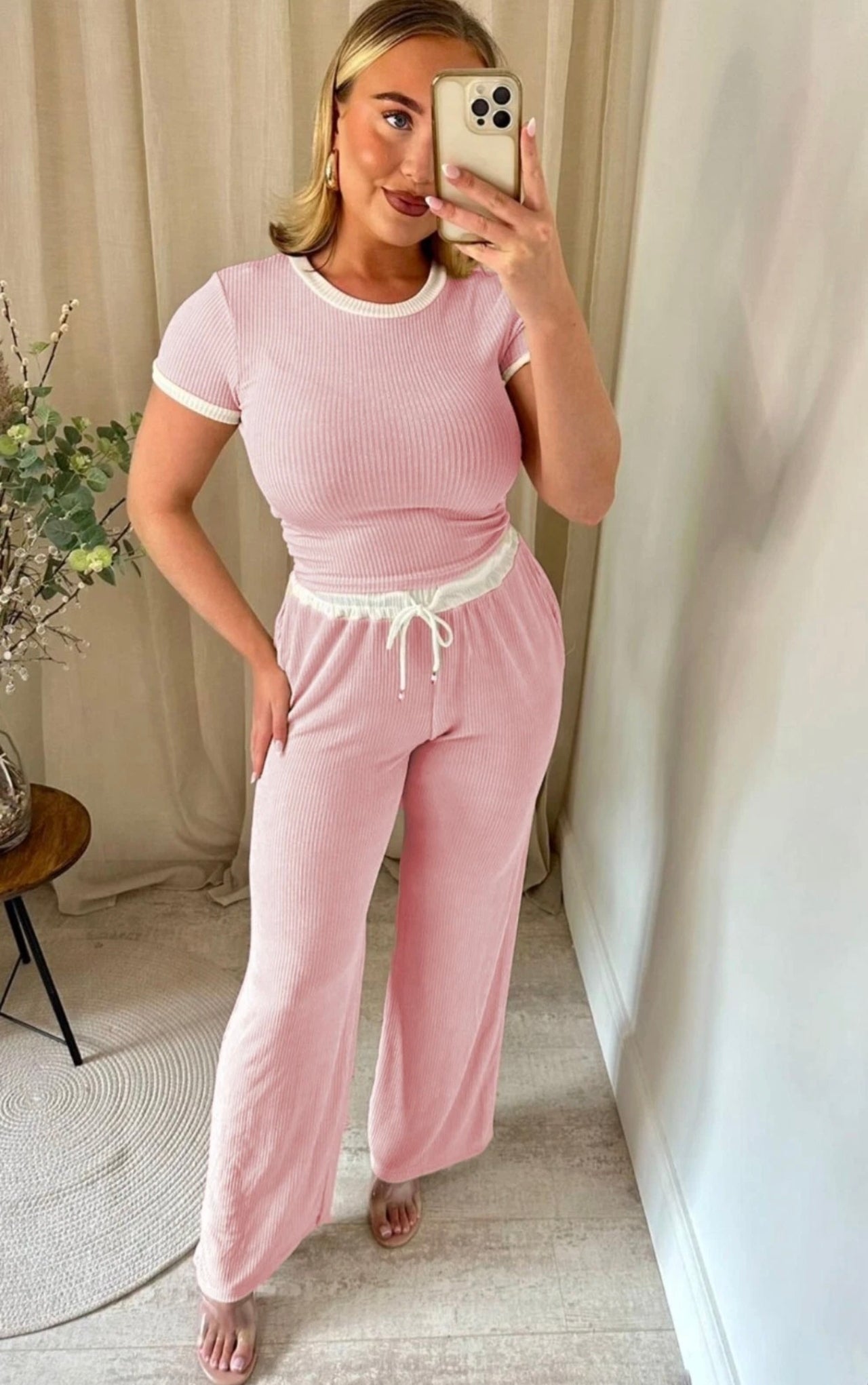 Ribbed Contrast Two Piece Co-Ord Set