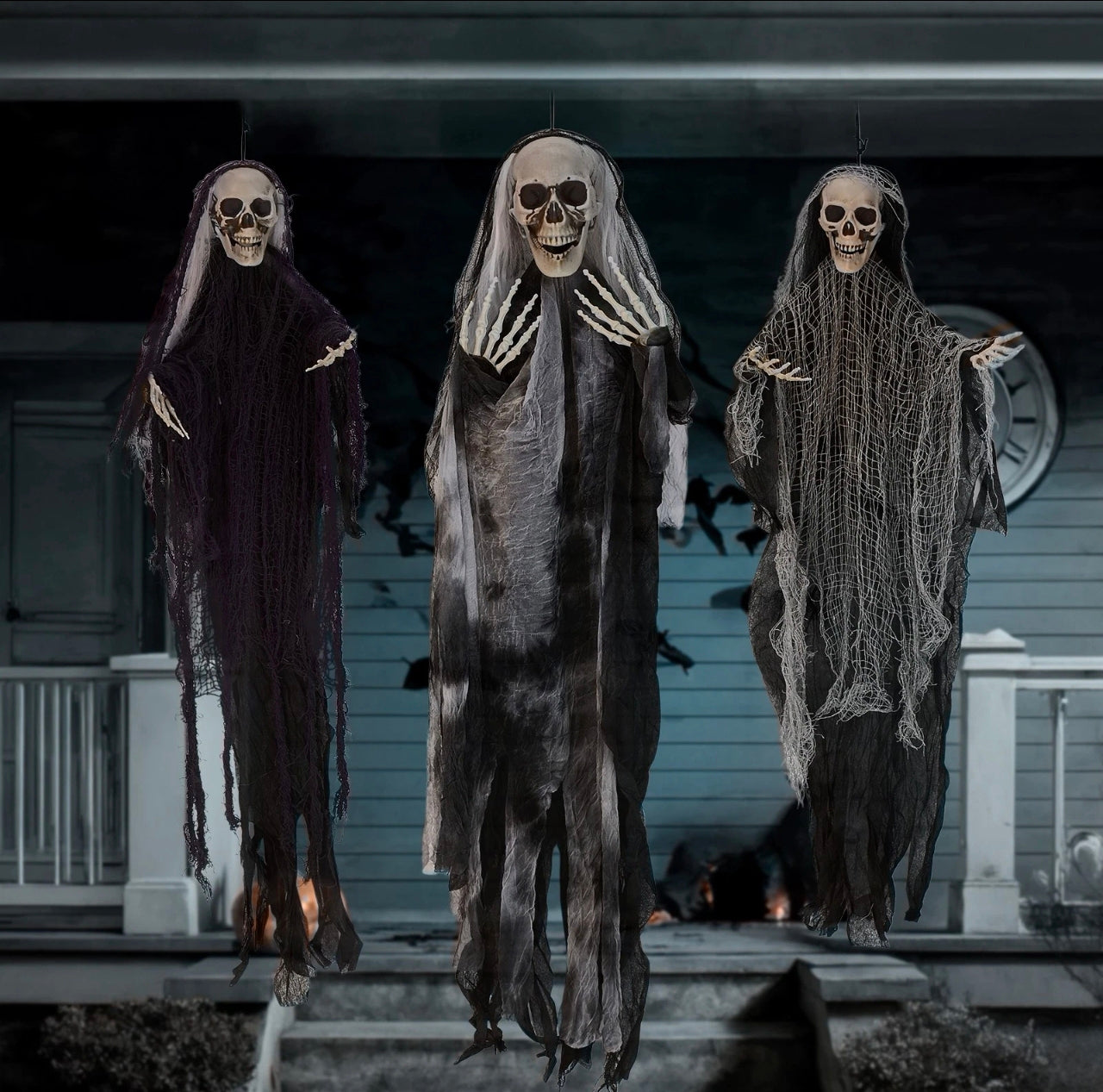 3pk Hanging Posable Skeleton Ghosts