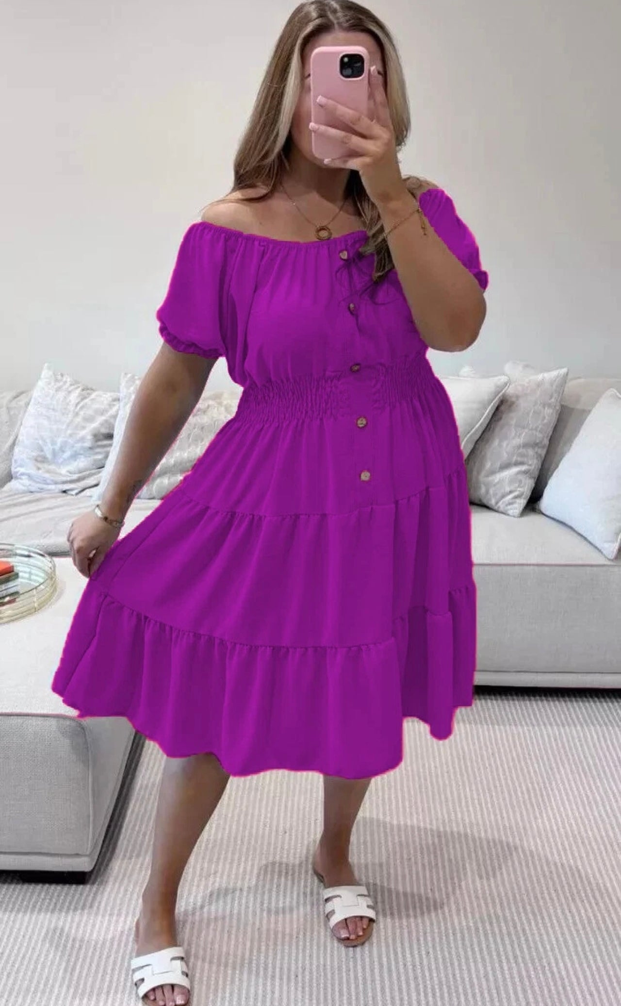 Bardot Off Shoulder Midi Dress One Size (12-24)