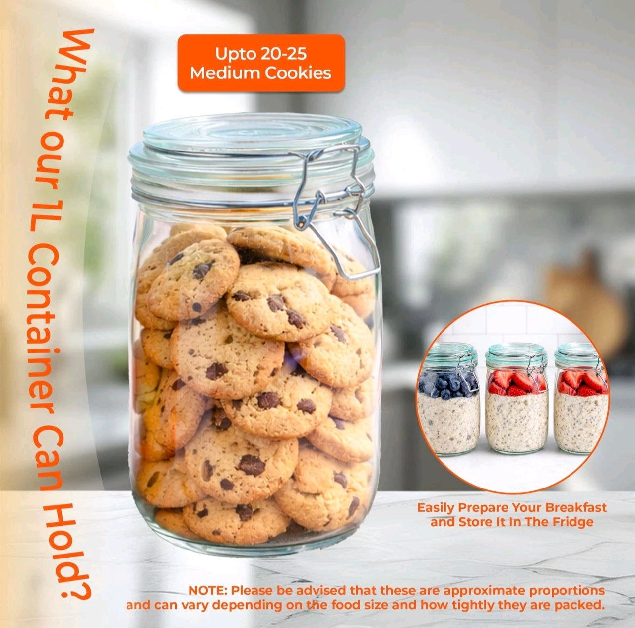 Set Of 3 1L Storage Jars