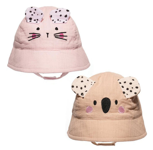 Cute Animal Baby Bucket Hats With Chin Strap