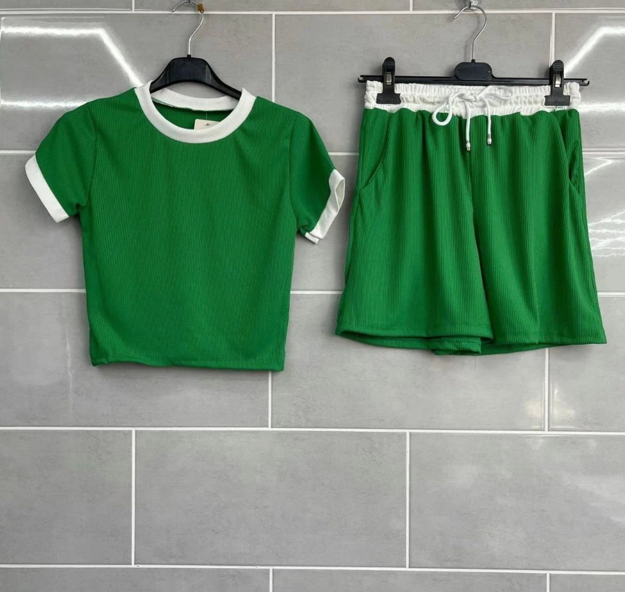 2pc Ribbed Contrast Summer Set