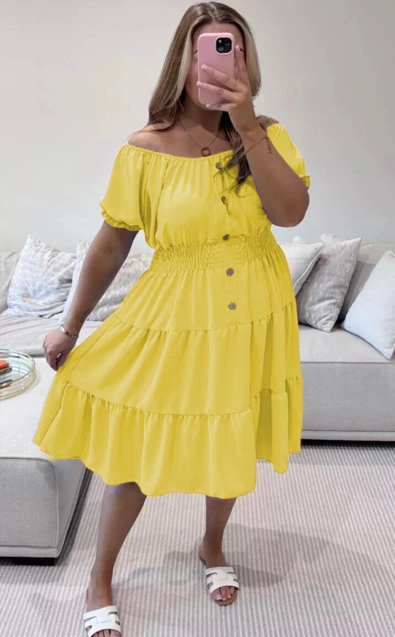 Bardot Off Shoulder Midi Dress One Size (12-24)