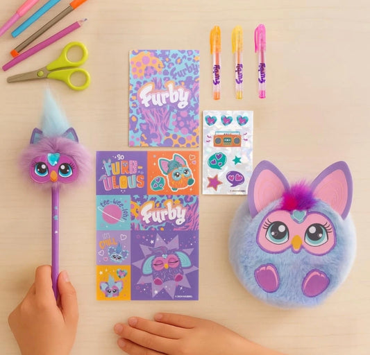 Fluffy Character Mini Diary and Pen Topper Set