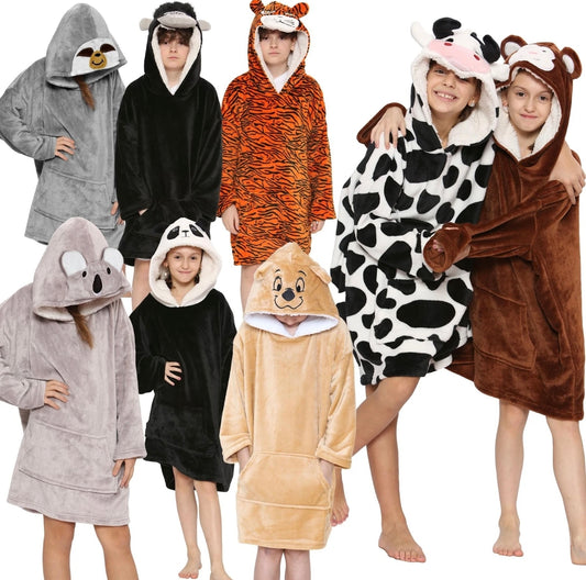 Unisex Children's Animal Hooded Blankets