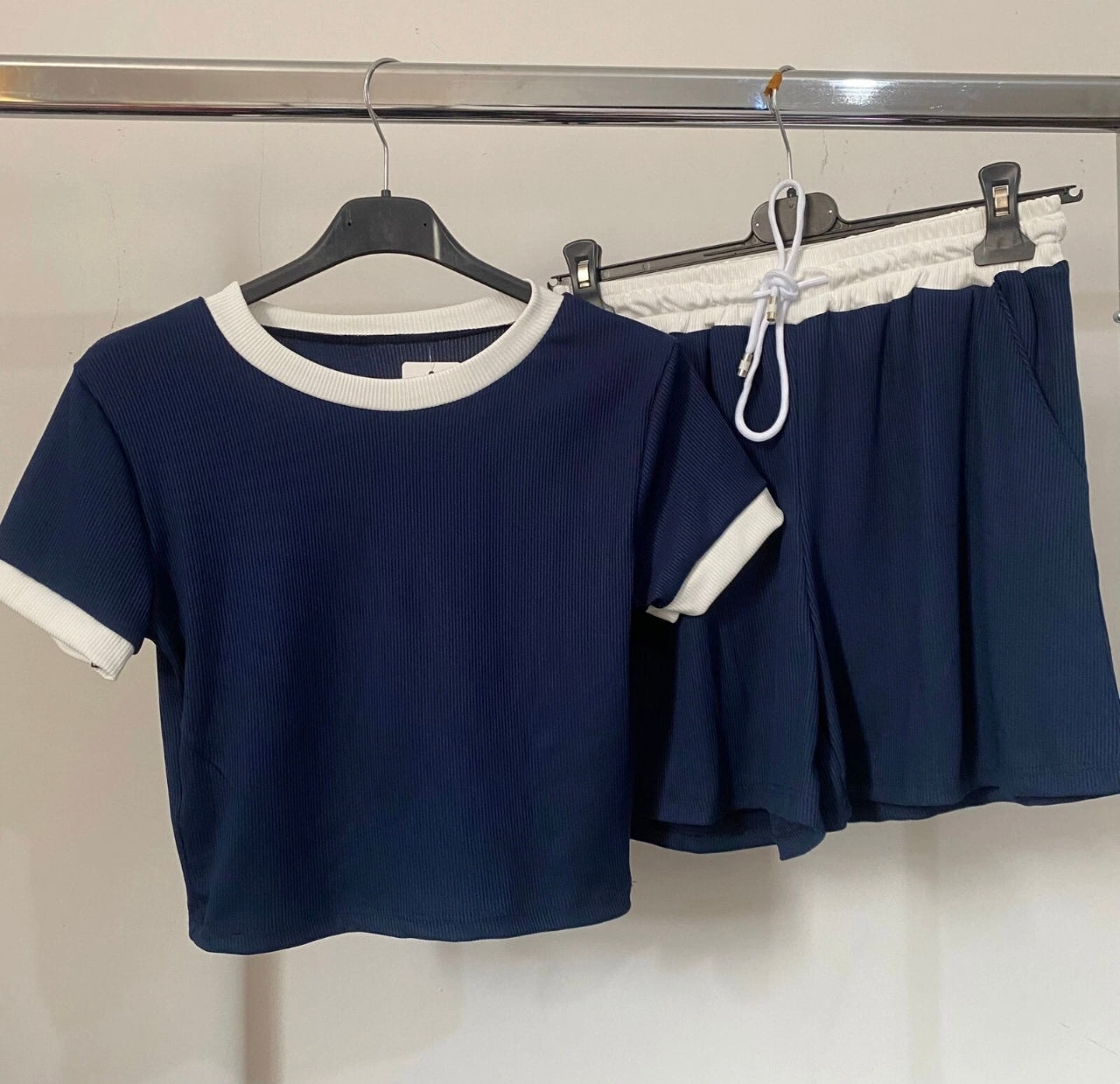 2pc Ribbed Contrast Summer Set