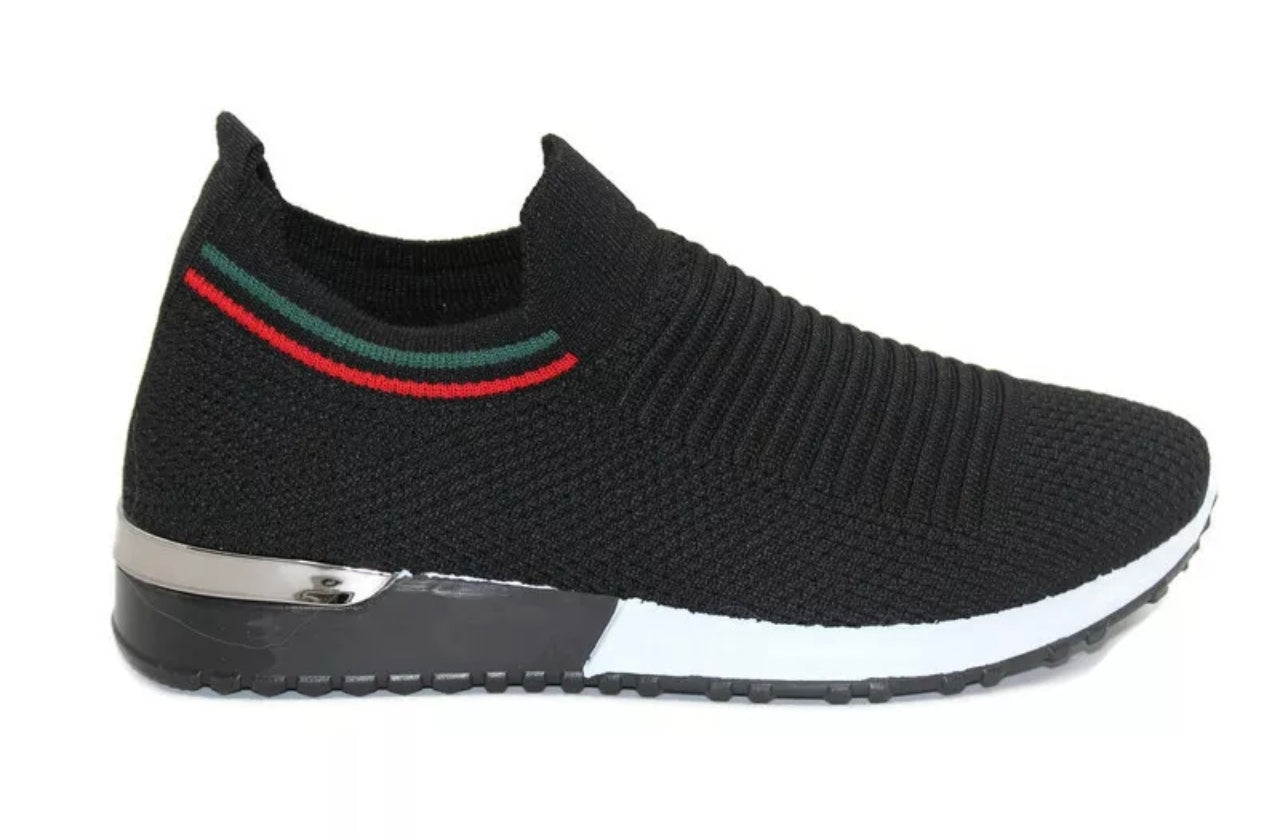 Ladies Slip On Sock Wedge Trainers
