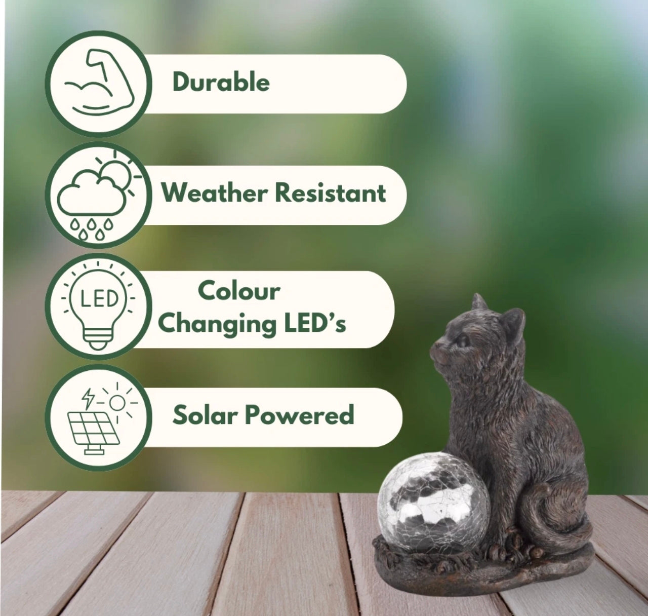 2pc Black Cat Solar Garden Statues