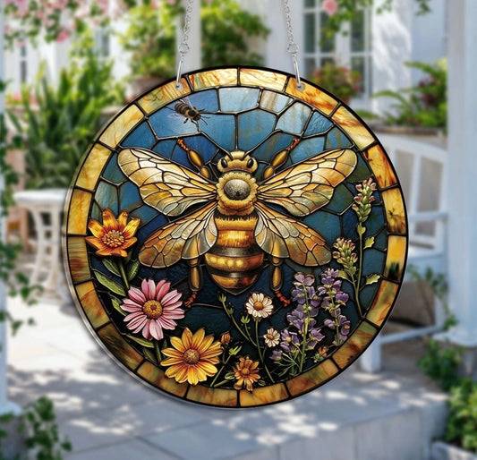 Bumblebee Stained Glass Sun Catcher