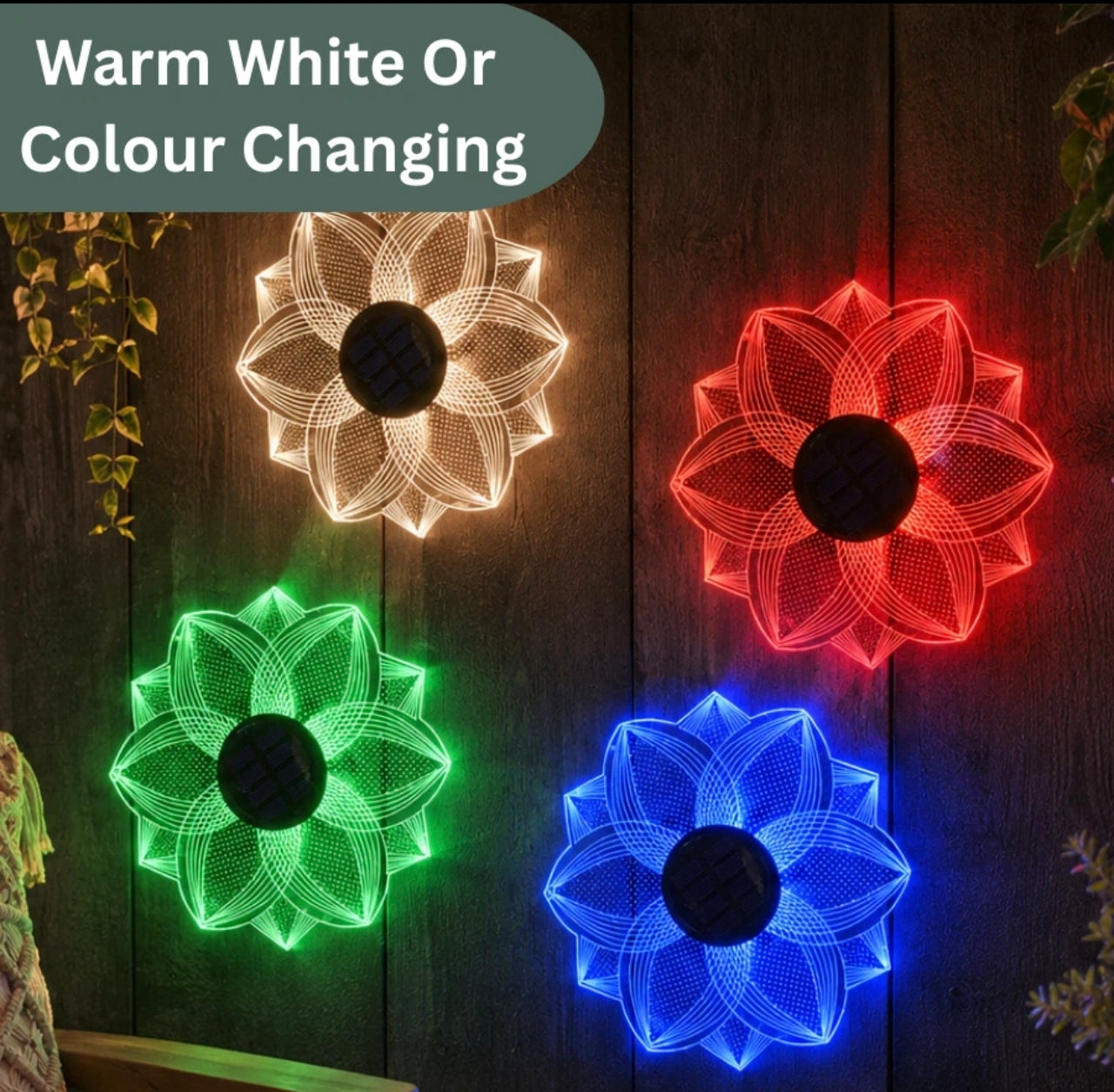 2pc LED Colour Changing Flower Wall Ornaments
