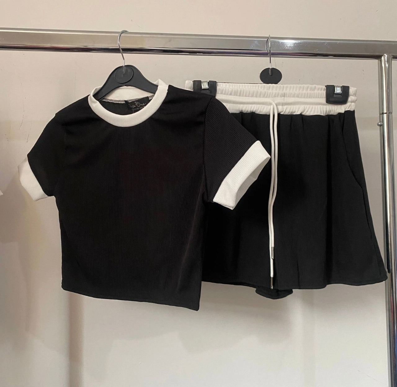 2pc Ribbed Contrast Summer Set