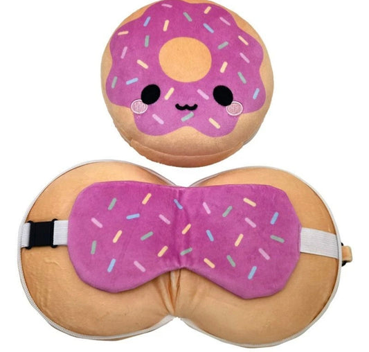 2-in-1 Novelty Travel Pillow Eye Mask Donut