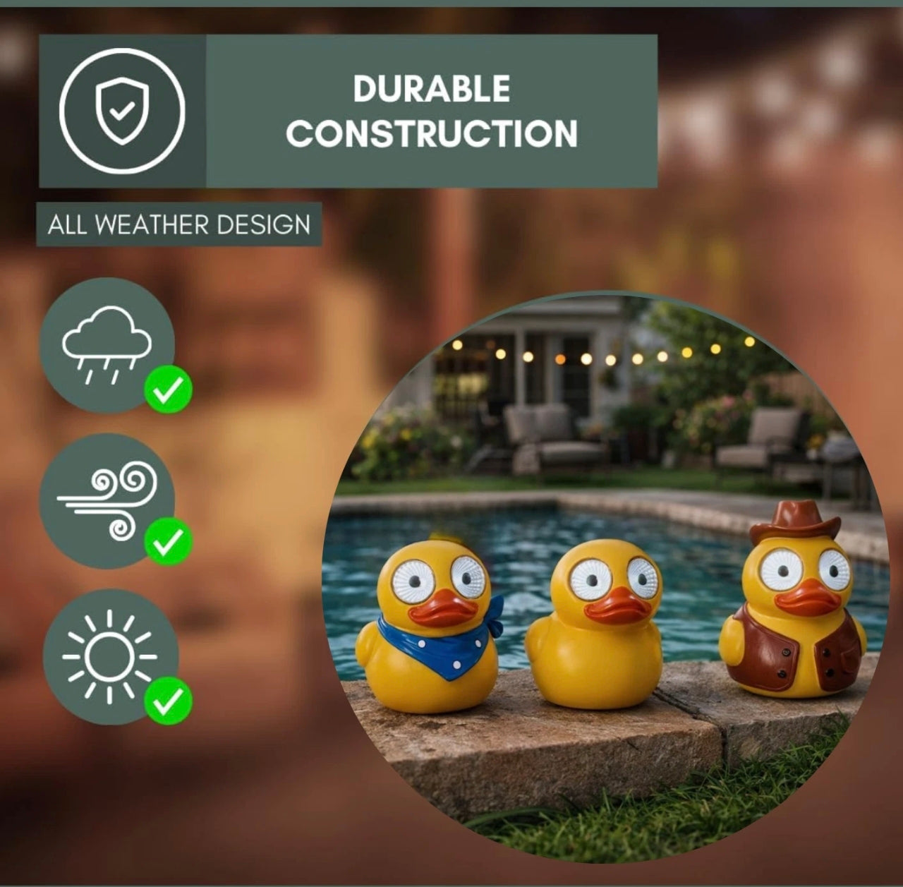 3pc Blinking Eye Duck Statues