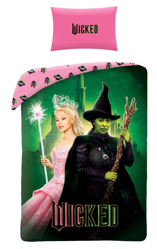 Pink Witch/ Green Witch Single Reversible Duvet Set