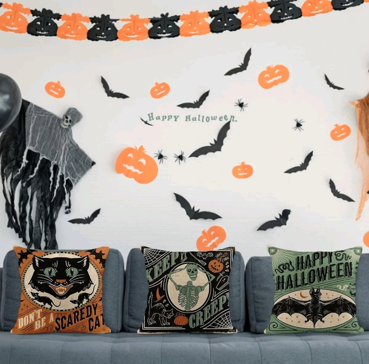 Set of 4 Halloween Cushion Covers