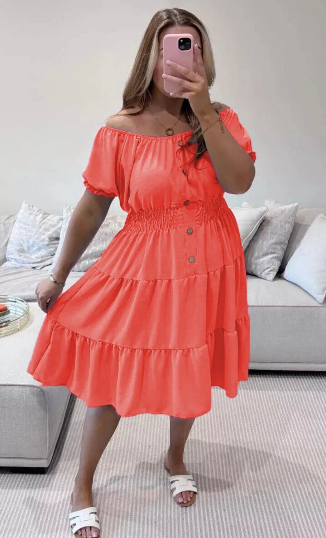 Bardot Off Shoulder Midi Dress One Size (12-24)