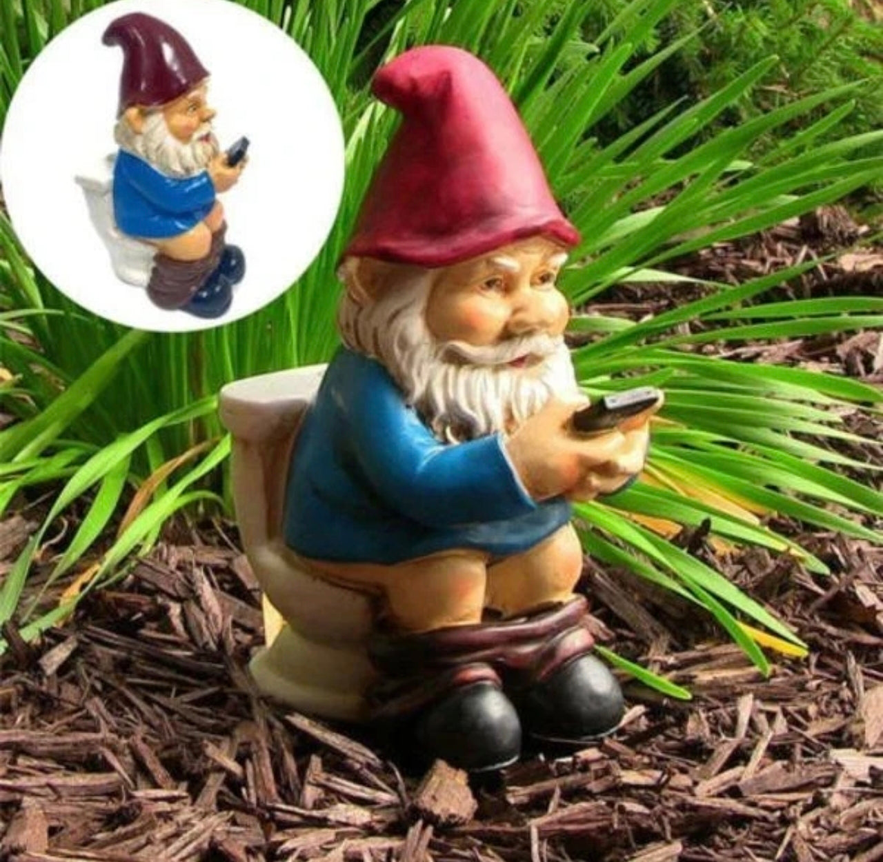 Funny Miniature Gnome On The Throne