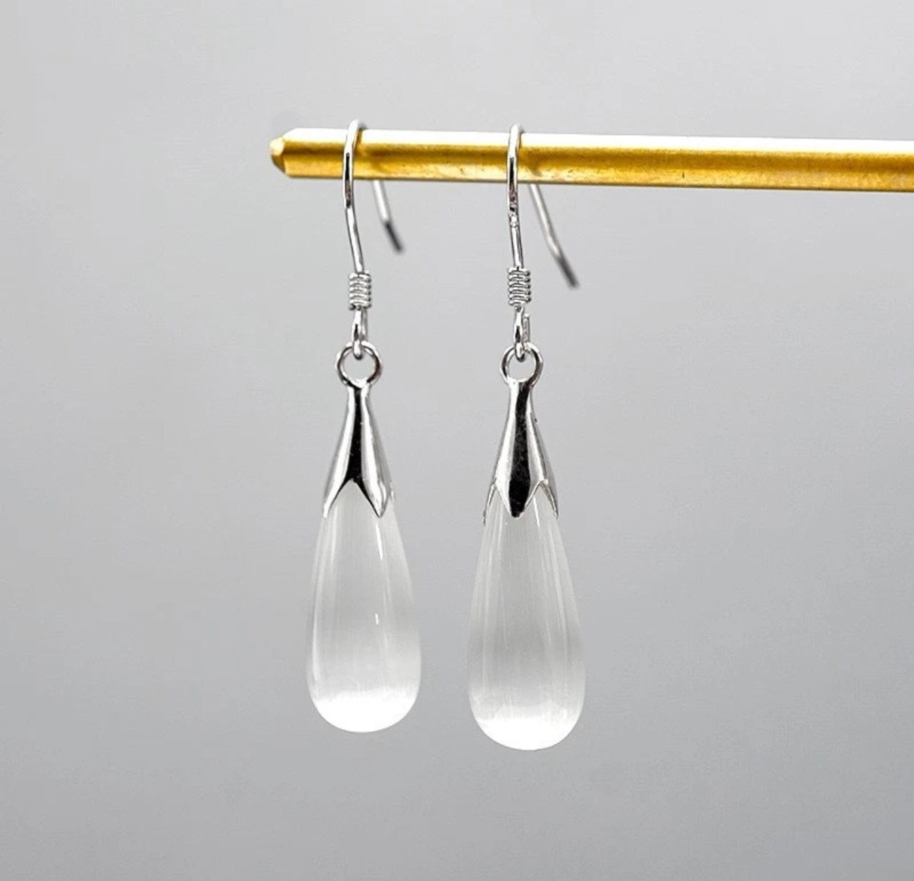 Moonstone Dangle Hook Earrings