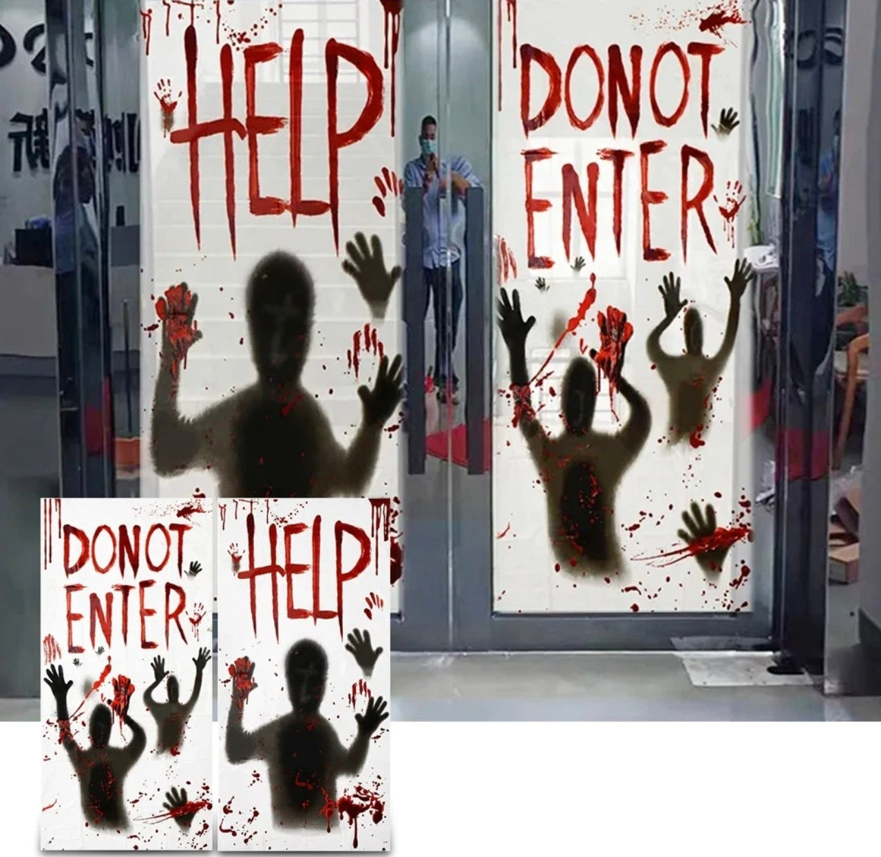 2x Large Halloween Window Clings